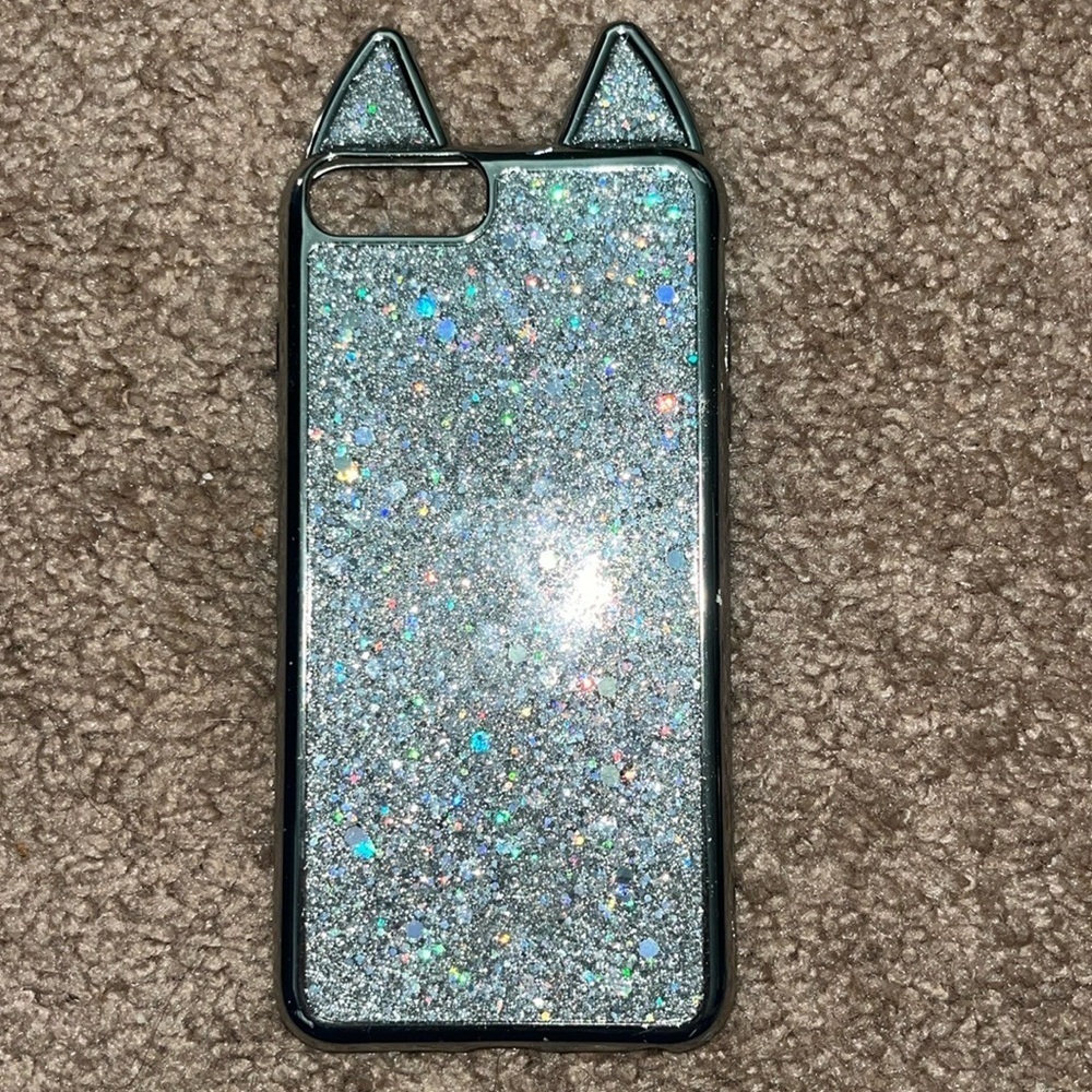 Iphone 5/5s silver glitter cat ear phone case - Picture 2 of 3